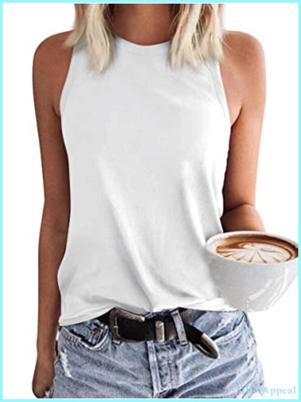 Langwyqu Women's Tank Top Cotton Polyester Sleeveless Crewneck Loose Fit Summer